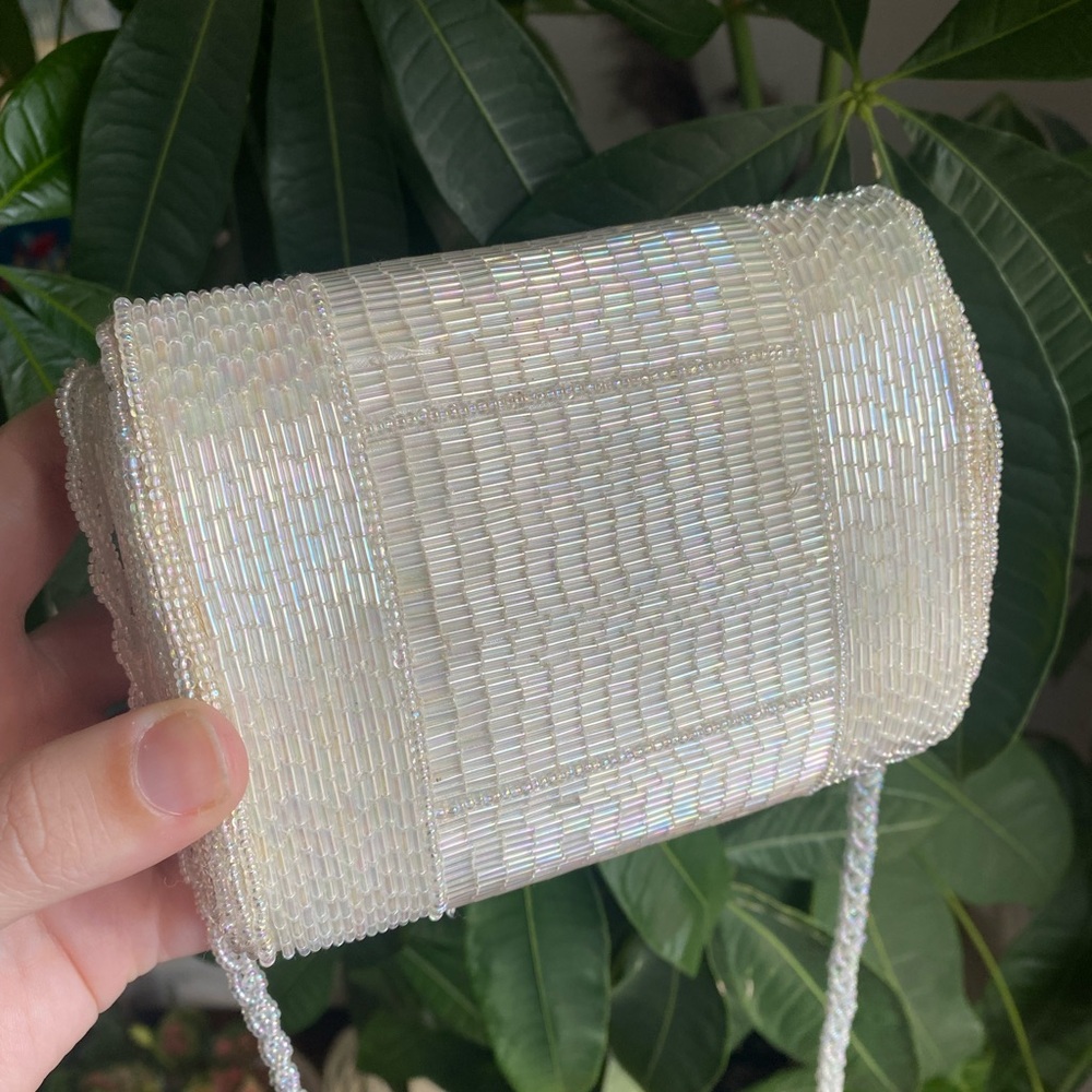 Vintage Small White Beaded Women's Bag - Picture 7 of 11